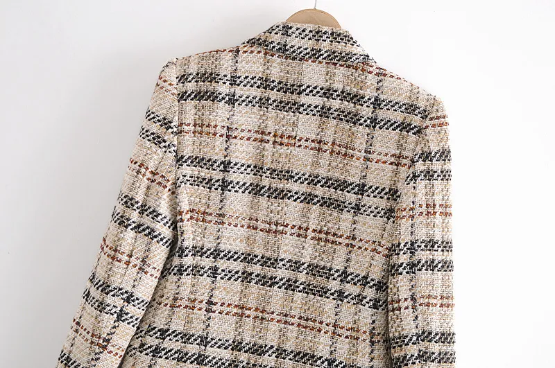 Title 20, New Plaid Texture Double-Breasted Casual Blazer