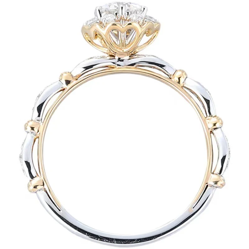 Anel de noiva com buquê de rosa desabrochando de moissanita, perfeito para o casamento. Design romântico e brilho duradouro. — foto 7