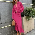French Satin Suit Collar Top High Waist Fishtail Skirt Two-piece Suit. Achieve a sophisticated and elegant look for spec — photo 8