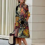 Vestido camisero de mujer con estampado digital 3D de patrón abstracto — foto 17