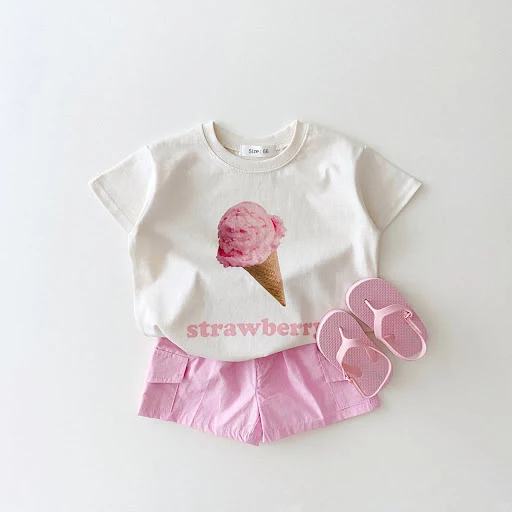 Title 1, Conjunto de duas peças infantil de verão camise...