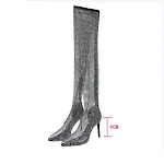 High-heel stiletto rubber sole over-the-knee rhinestone mesh high-top shoes – Elevate your style with these glamorous hi — photo 7