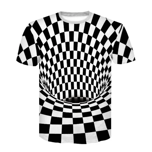 Title 6, Black and White 3D Graphic Printed T-Shirt