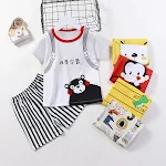 Conjunto infantil de manga curta Algodão puro Roupa de verão leve e fresca para crianças Conforto e respirabilidade em um único conjunto Ideal para o dia a dia — foto 11