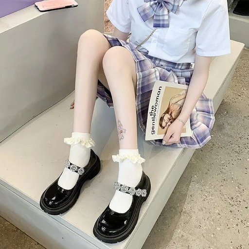 Title 6, High Heels Thick Heel JK Uniform Big Toe Shoes ...