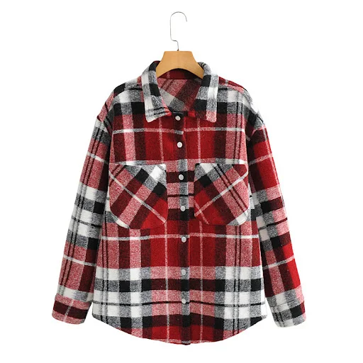 Title 6, Plaid Shirt Woolen Lapel Top Coat
