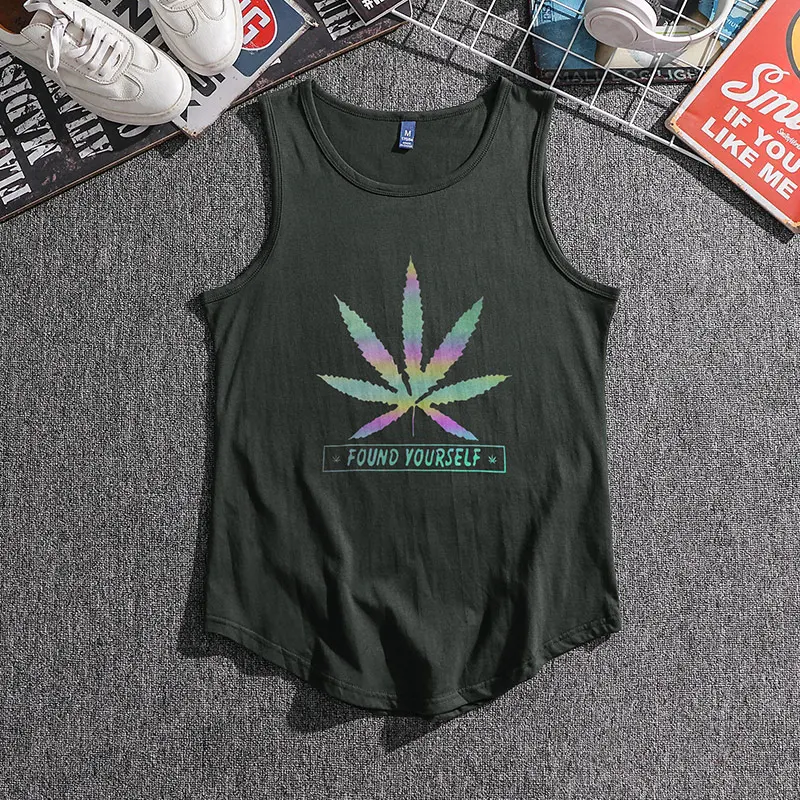 Men'S Luminous Hemp Leaf Sleeveless T-Shirt — photo 9