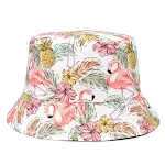 Chapéu balde com estampa de folha, proteção solar dupla face. Conforto e estilo para o sol. Perfeito para praia, piscina, e passeios ao ar livre. — foto 3