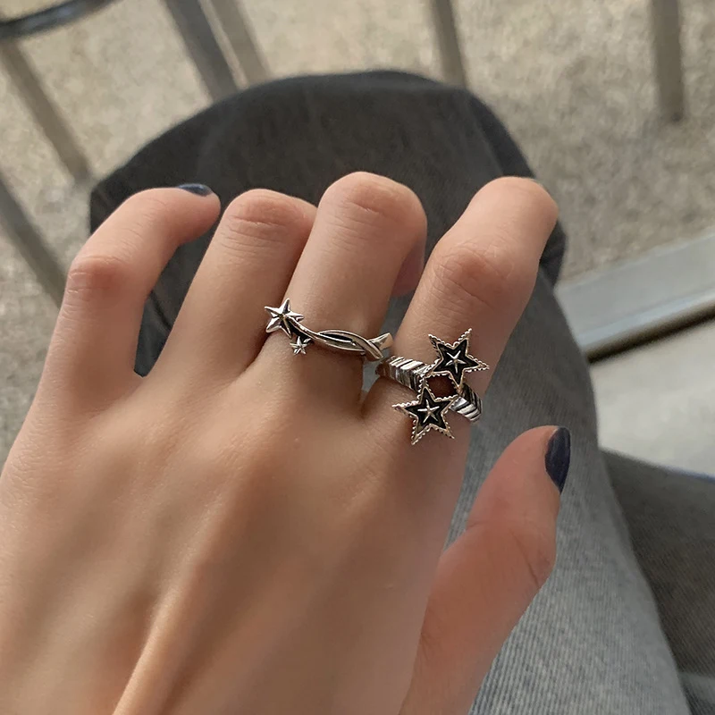 Title 1, Anel de design retrô com estrela dupla, simples...