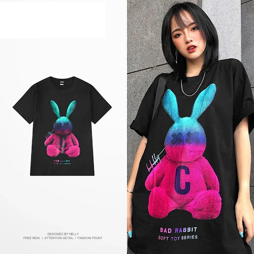 Title 6, Summer Cotton Graffiti Half Sleeve Loose Korean...