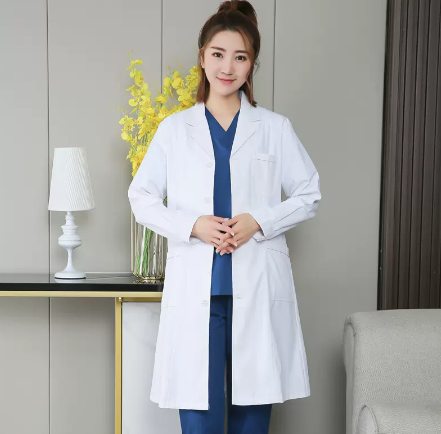 White Coat Long Sleeve Female Male Beauty Doctor Nurse Work Clothes Professional Durable Comfortable Protection Design — photo 2