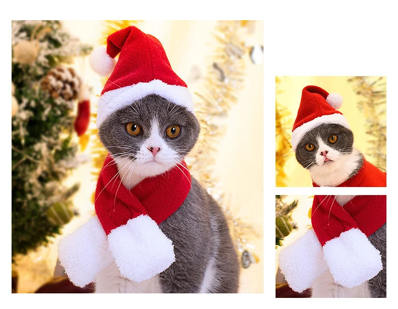 Title 4, Pet Christmas Suit Cat Dog Cloak Hat. Dress you...