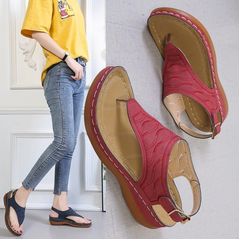 Title 15, Womens Casual Wedge Heel Sandals, Solid Color ...