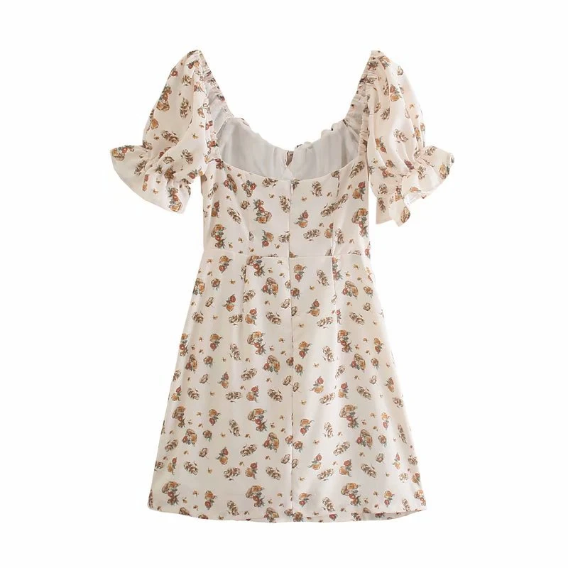 Vestido Elegante com Decote Quadrado, Amarração e Estampa Floral, Perfeito para um Visual Charmoso e Sofisticado em Diversas Ocasiões — foto 4