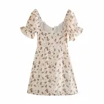 Vestido Elegante com Decote Quadrado, Amarração e Estampa Floral, Perfeito para um Visual Charmoso e Sofisticado em Diversas Ocasiões — foto 4