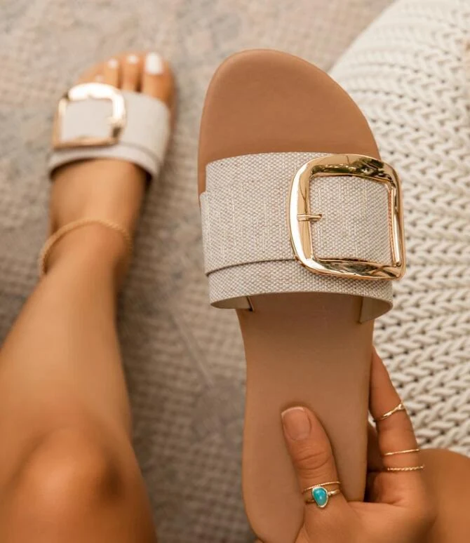 Title 5, Leopard Print Buckle Slippers Women Summer Flat...