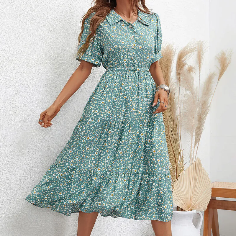 Title 3, Fashion Printed Slim-fit Short Sleeve Dress