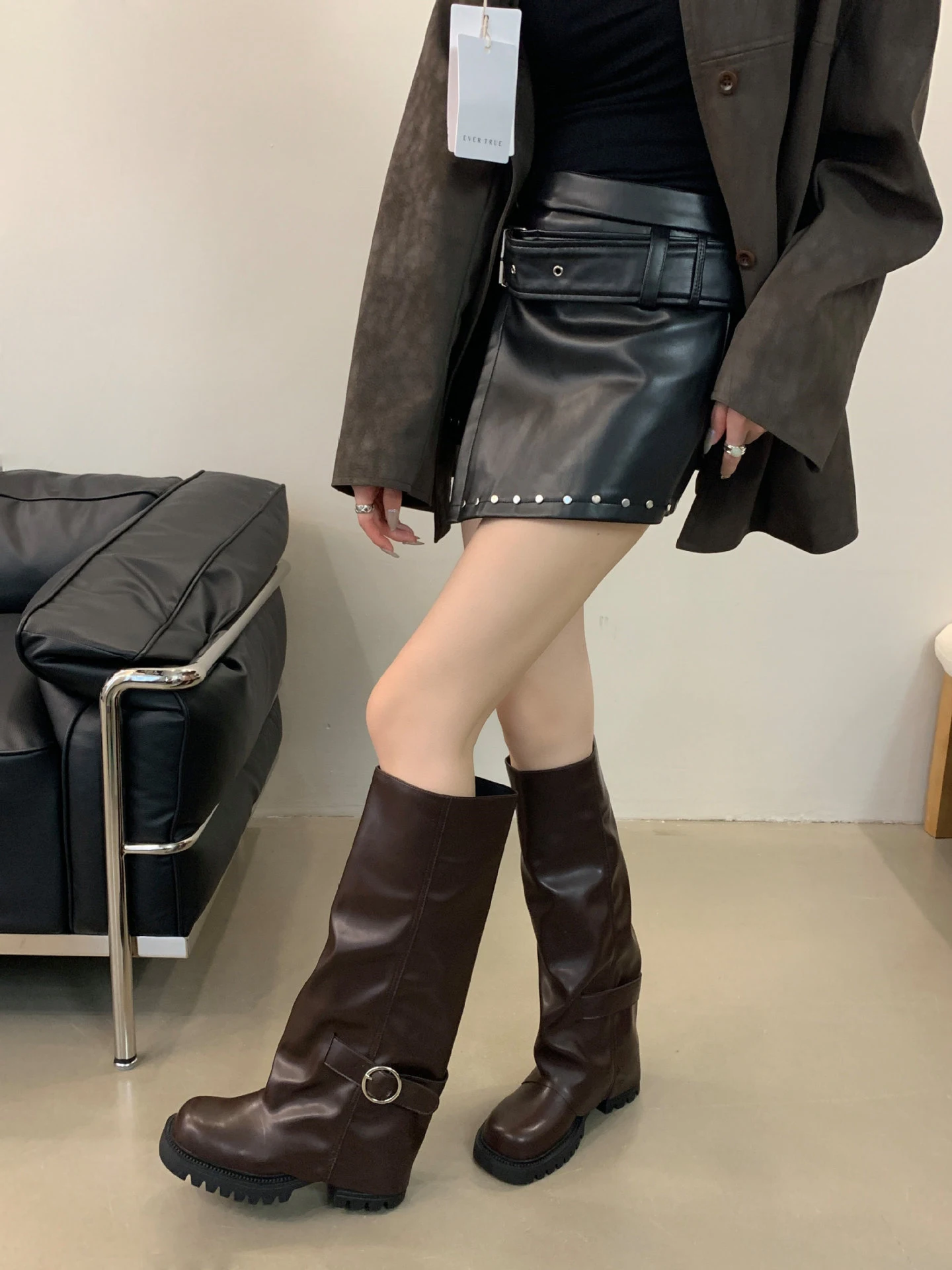 Title 4, Botas Longas Versáteis Femininas com Solado Gro...