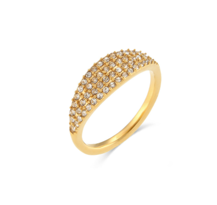 Title 3, Anillo rectangular de acero inoxidable con circ...
