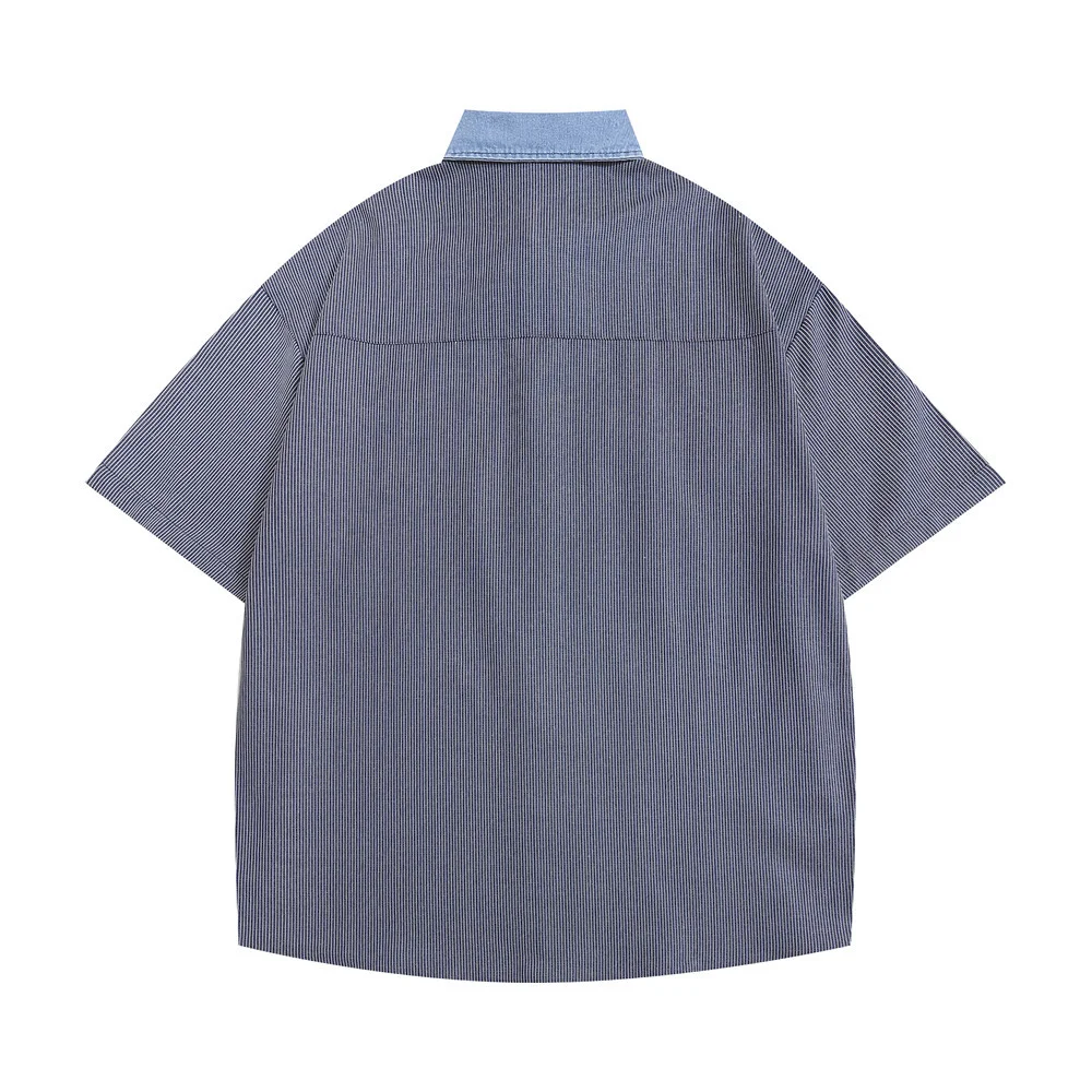 Title 11, Pinstripe Cartoon Bear Embroidery Short Sleeve ...