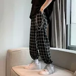 Pantalones Hombre Holgados Gingham con Cordón, Estilo Trendy. Comodidad y Moda. Ideales para el verano, casual y relajado. — foto 3