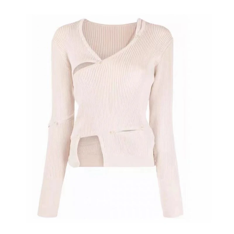 Title 1, Decorative Long Sleeve Knit Top Grey Skirt