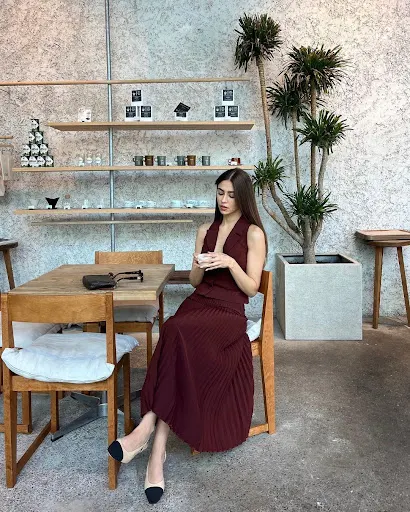 Title 13, Top Mid Length Pleated Skirt Suit