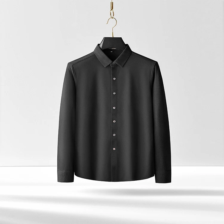 Non-ironing men's business casual long-sleeved shirt, perfect for work or events. Comfortable, stylish, and wrinkle-free — photo 8