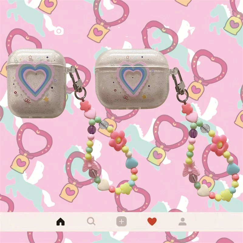 Title 4, Ins Wind Glitter Love Heart Bracelet Bluetooth ...
