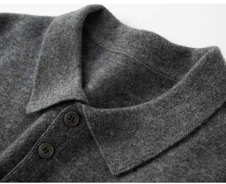 Men's Polo Collar Cashmere Sweater, Business Leisure Pullover Shirt, Middle-aged Style, Bottoming Sweater, Luxurious Com — photo 27