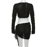 Sexy long sleeve V-neck midriff-baring slim fit sheath skirt suit. Perfect for a night out, this set accentuates your fi — photo 8