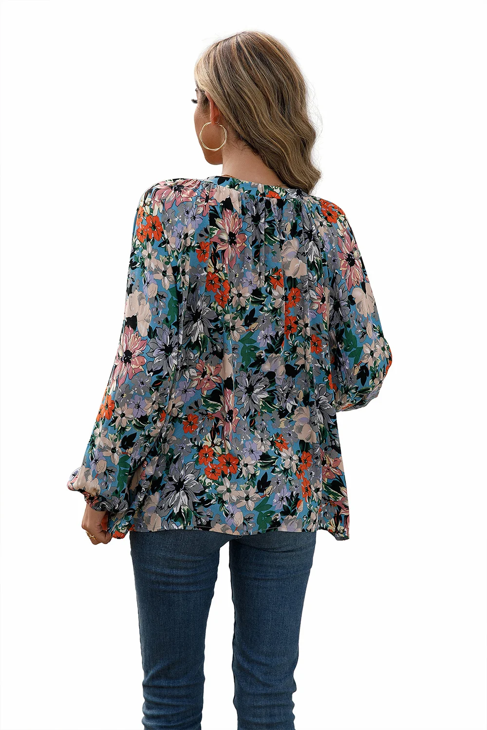 Title 23, Losvallend, klein gebloemd shirt met lange mouw...