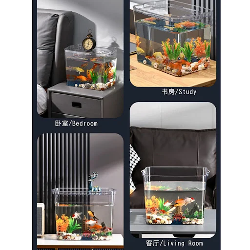 PET Explosion-proof Fish Tank Tabletop Mobile Small Ecological Water Tank Aquarium Box Plastics Ultra-white Organic Glas — photo 4