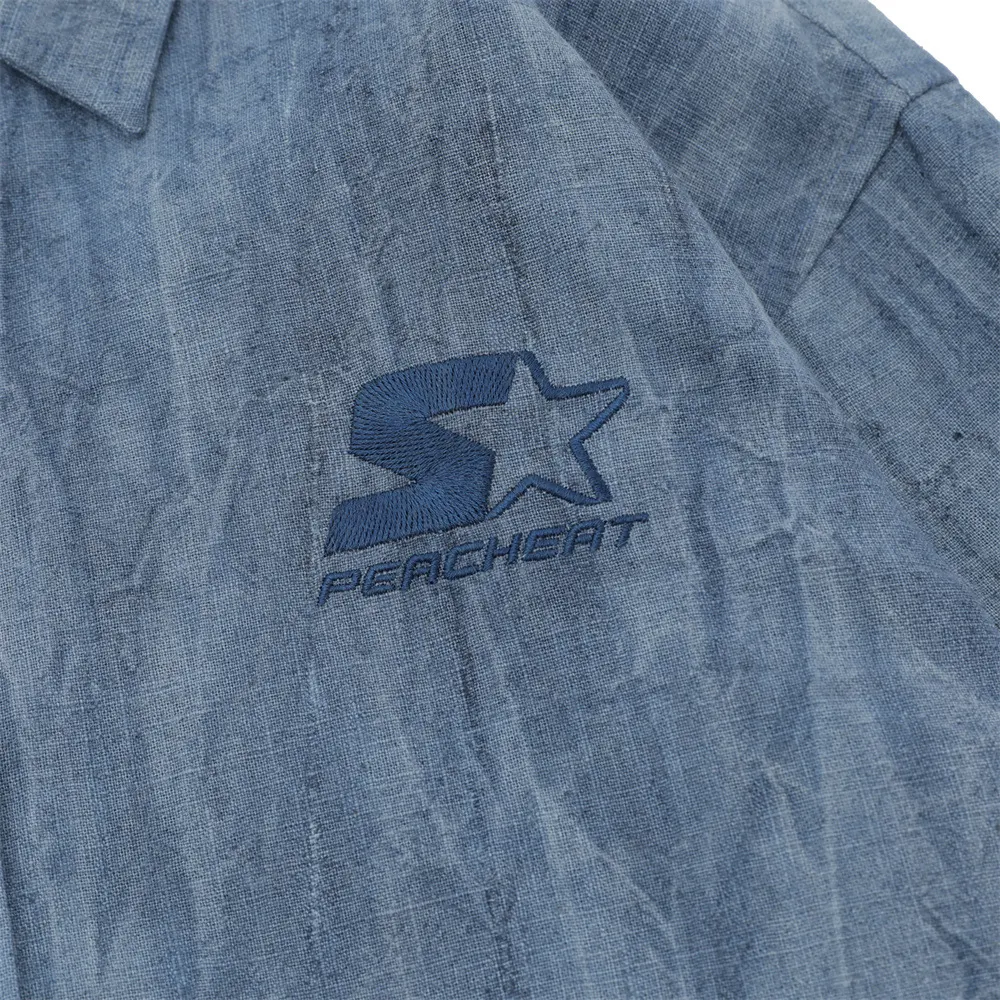 Simple Embroidered Linen Cotton Distressed Shirt For Men. Comfortable, stylish, and perfect for a casual look. Experienc — photo 17