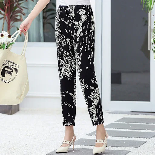 Title 22, Large Size Cotton Silk Pants Thin Section perfe...