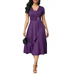 Onafhankelijke Station Mode Elegante Asymmetrie Grote Rok V-hals Jurk Feestavondjurk — foto 14