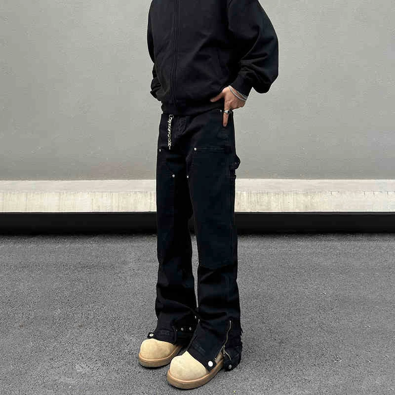 Jeans retos retrô com zíper micro-pull, estilo clássico e conforto duradouro. Perfeitos para um visual casual e moderno com facilidade. — foto 1