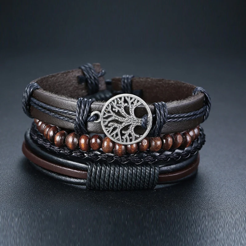 Bracciale in pelle di vacchetta Peace Tree in stile retrò, un accessorio unico per esprimere il tuo stile e il tuo amore per la pace. — foto 5
