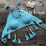 Traje de baño bohemio hecho a mano con flecos, perfecto para la playa o piscina. Disfruta del estilo único y la comodidad que ofrece. — foto 3