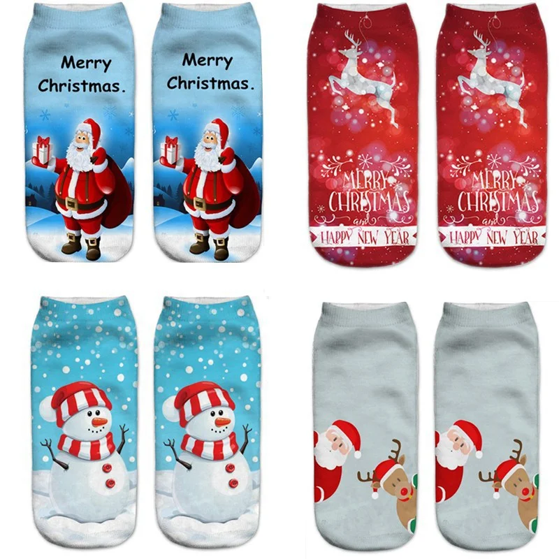 Title 2, Nieuwe 3D-geprinte damesbootsokken met kerstpat...