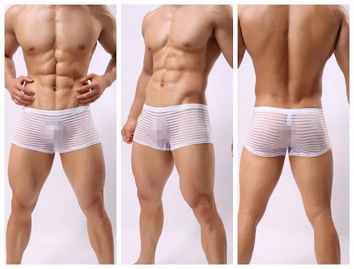 Title 6, Cuecas boxer transparentes listradas para homen...