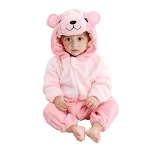 Cartoon eendelige kinderpyjama voor herfst en winter met dierenprint, zachte en warme homewear voor een knusse avond. — foto 2