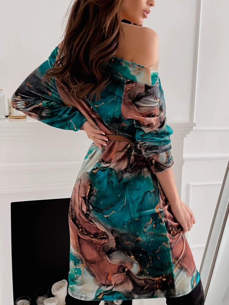 Title 12, Womens Fashion Retro Printed Shoulder Dress