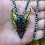 Colar com pingente de cabeça de dragão malvado retrô para homens. Um acessório de moda impactante e com design único para expressar sua personalidade. — foto 2