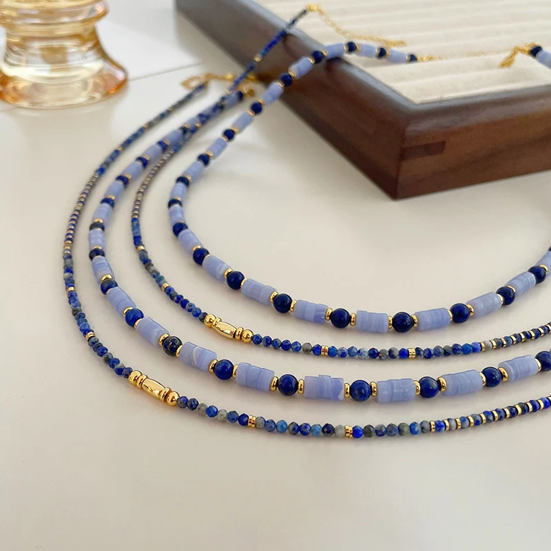 Title 5, Colar vintage de contas azul lapis-lazúli para ...