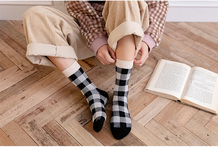 Title 5, Blue Socks WomenS Pure Cotton Plaid Tube Socks