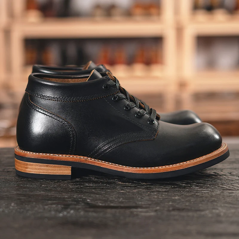 Men's Leather Low-Top Booties Round Head Casual Tooling Sneakers. Comfortable and stylish everyday shoes perfect for wor — photo 2