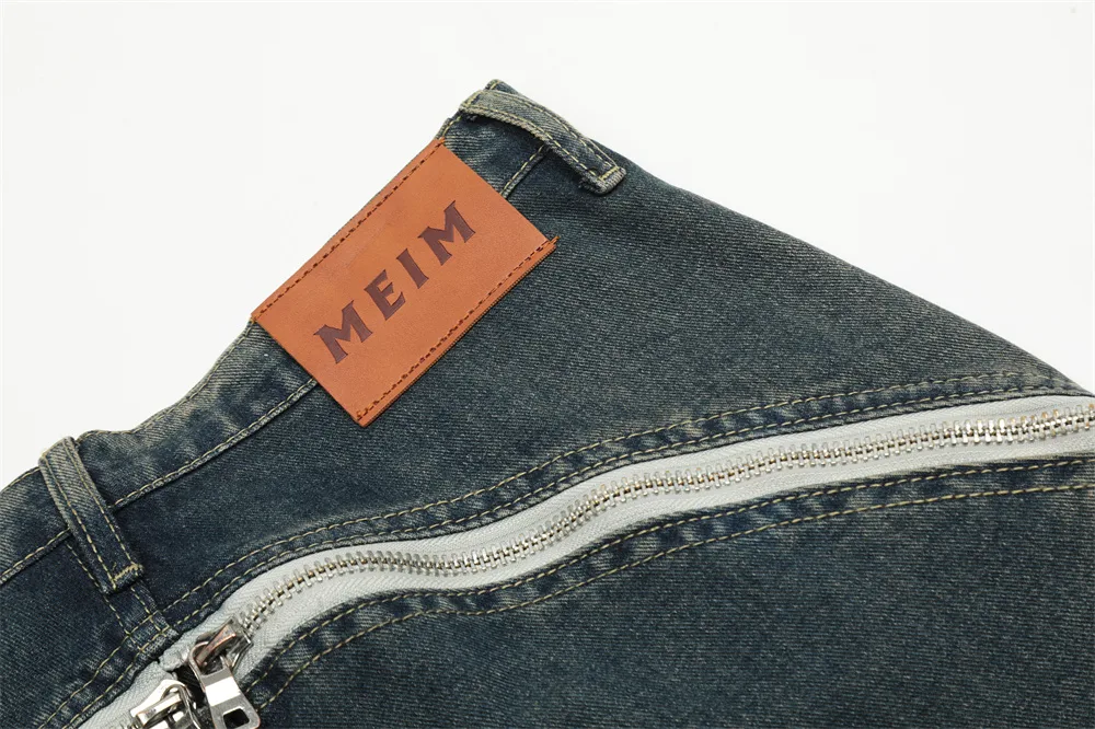 Denim Wide-leg Draggle-tail Broek voor Heren Comfortabele en Stijlvolle Jeans met wijde pijpen en een subtiele sleehak, perfect voor casual outfits. — foto 5