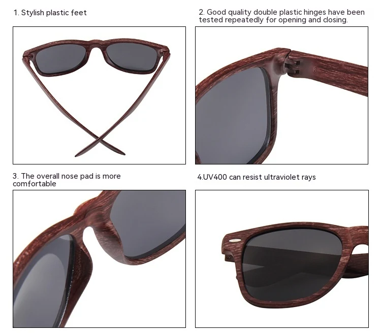 Fashion Wood Grain Rice Nail Sunglasses Vintage, a stylish accessory providing both sun protection and a unique, vintage — photo 1