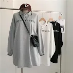 Damen Poloshirt-Revers-Stickpullover mit langen Ärmeln — foto 1
